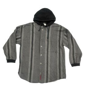 Vintage Gotcha Hoodie Mens XL Gray Button Down Surf Skate Adult  Stripes Y2K